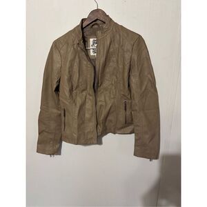 Johnny Los Angeles Women's Medium Brown Faux Leather Motorcycle Jacket Coat